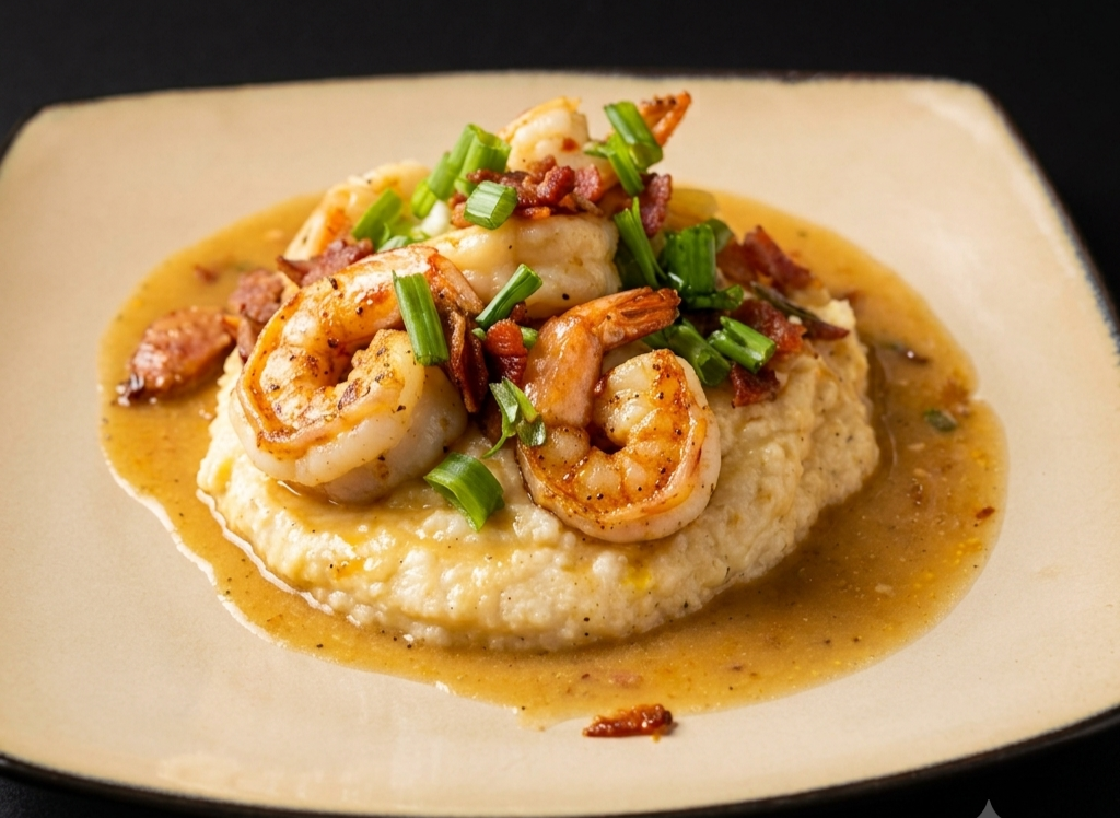 Shrimp and grits prepared by Just Winn’s Kitchen